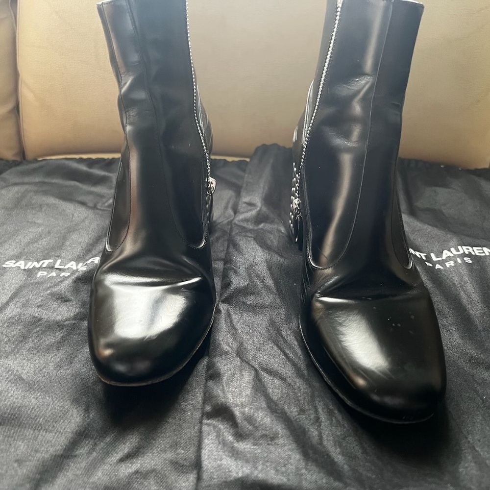 Saint Laurent Leather Studded Accent Boots